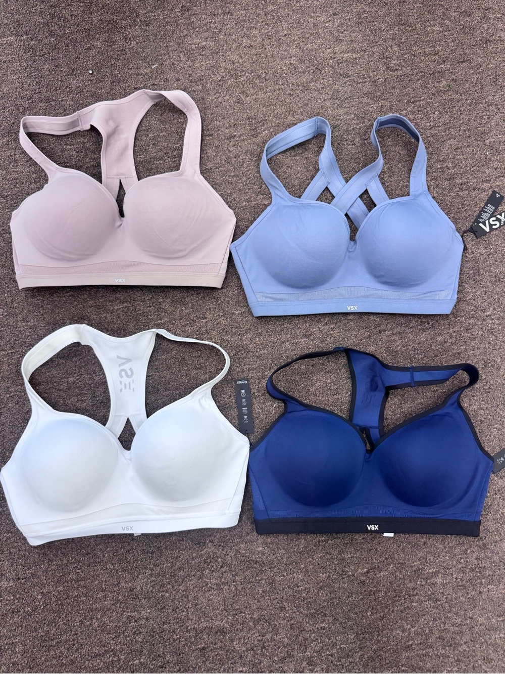 VSX Sports Bras Pack - Blush, Light Blue, White, Navy